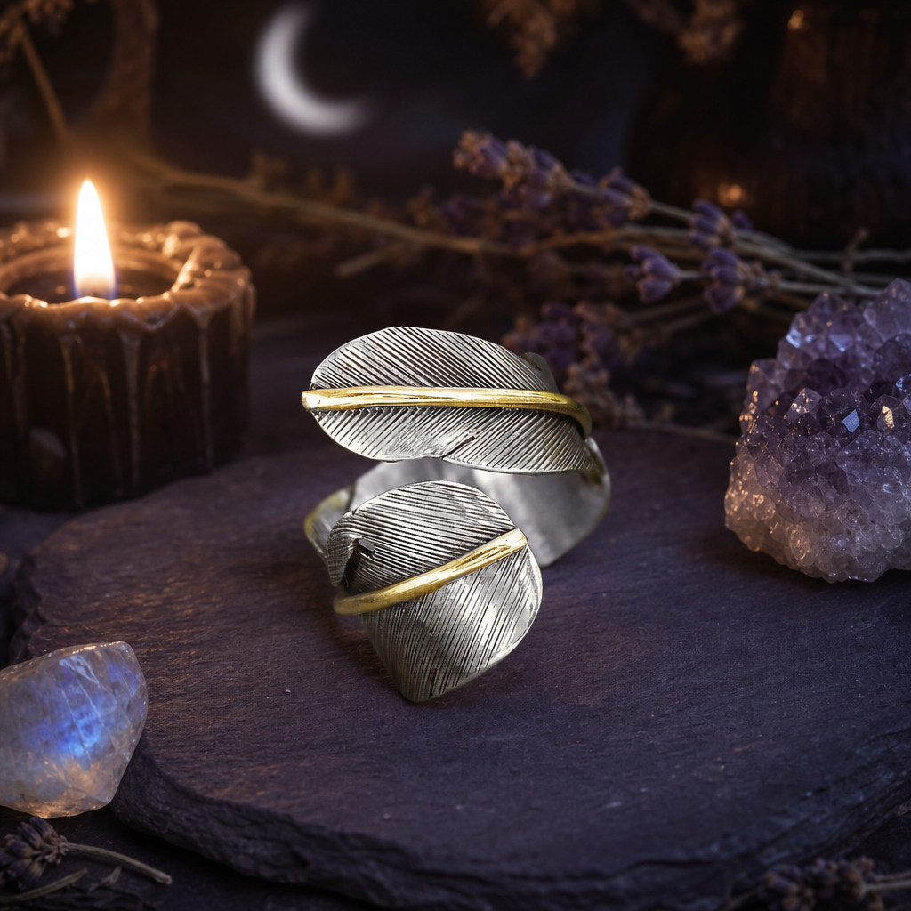 Boho Feather Silver Ring