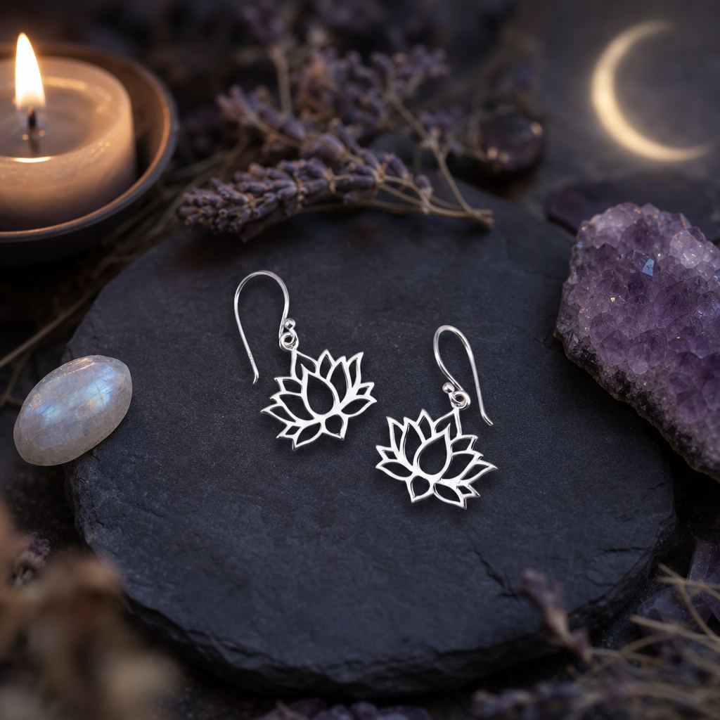 Minimalist Lotus Drop Earrings