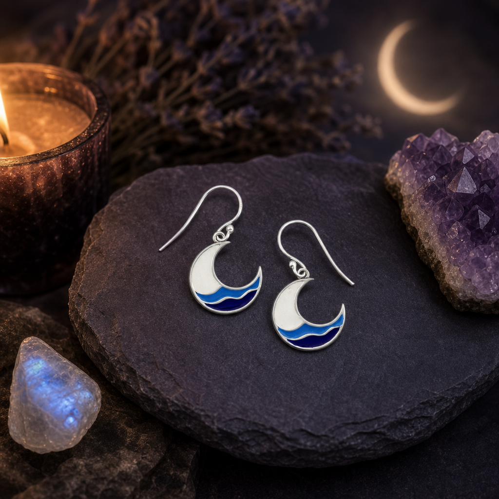 Crescent Moon Wave Earrings