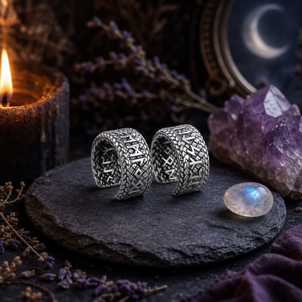 Rune Ear Cuffs Set Silver Earrings