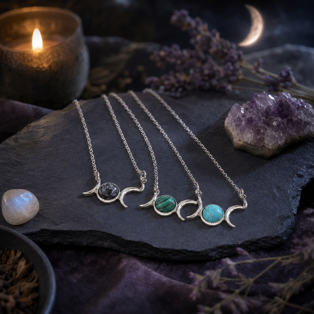 Triple Moon Crystal Necklaces