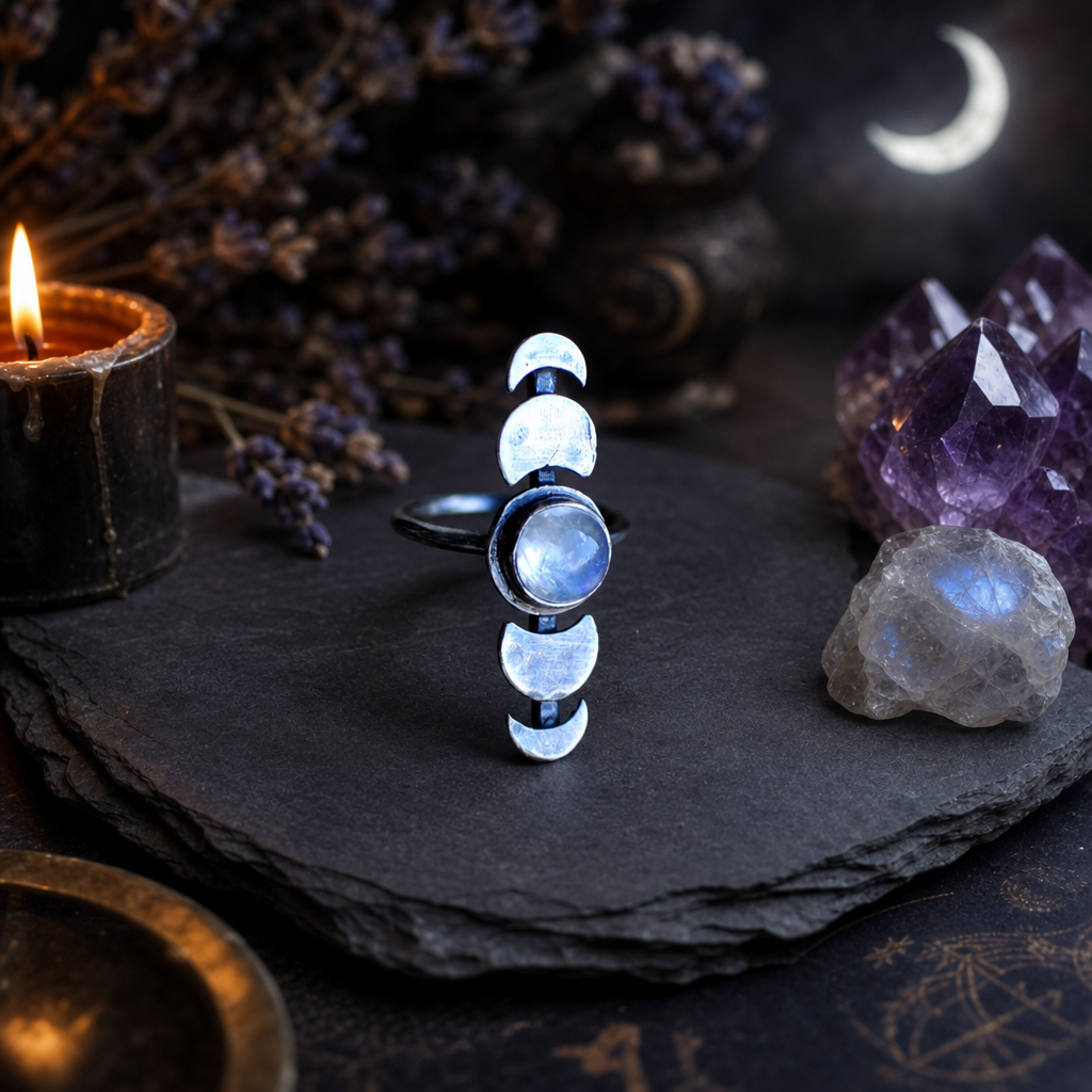 Moonstone Moon Phase Ring