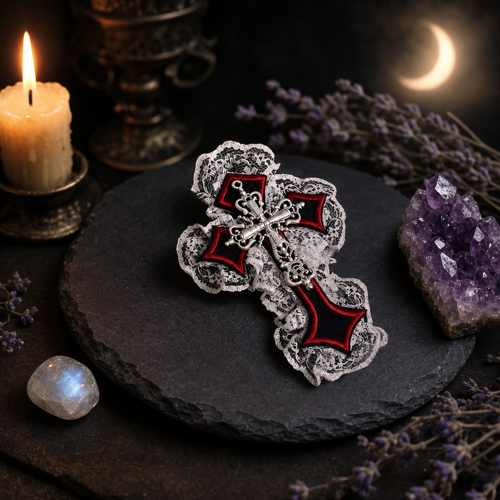 Gothic Cross Lace Fabric Alloy Y2K Hair Clips