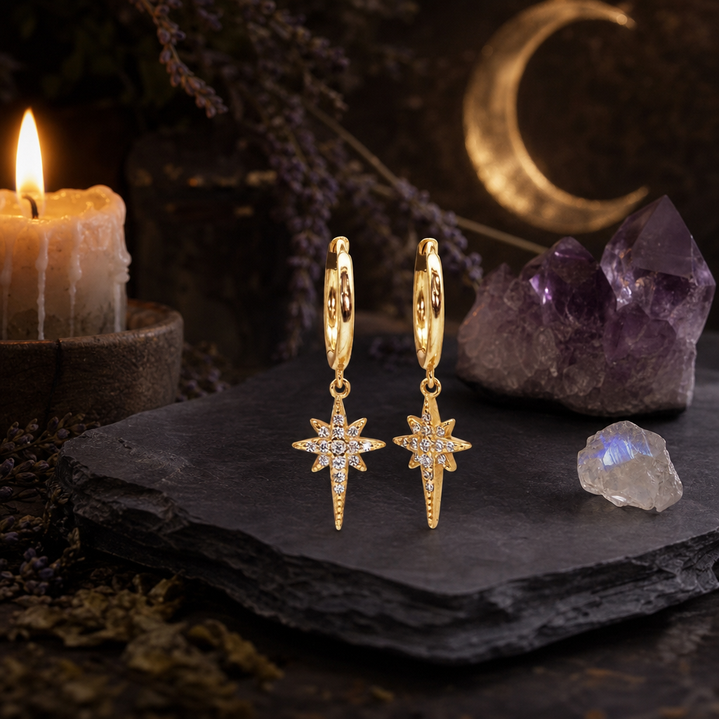 Dainty Shooting Star Hoop Earrings