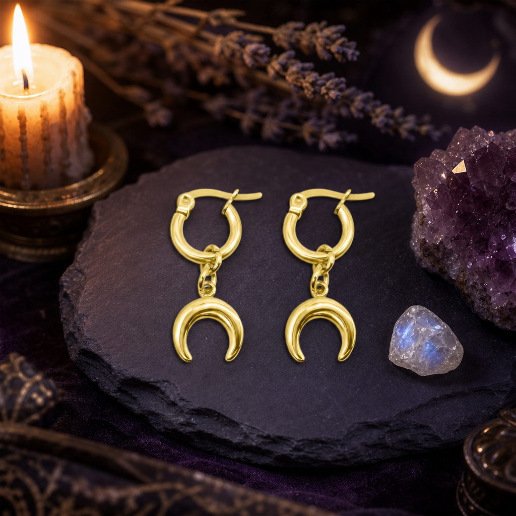 Selene Gold Crescent Moon Earrings