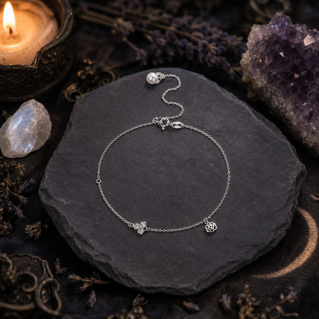Silver Clover Anklet