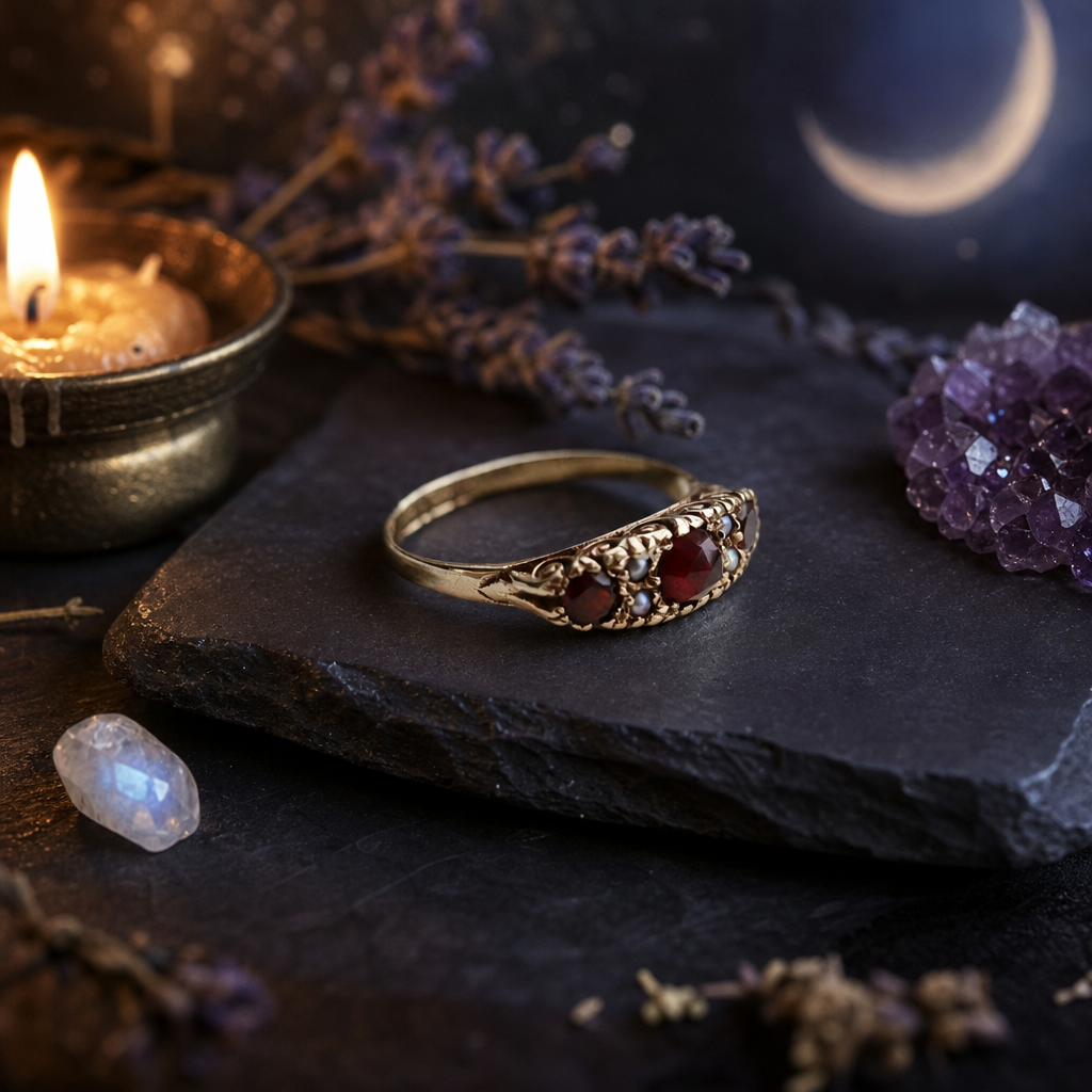 Willow Garnet & Pearl Ring