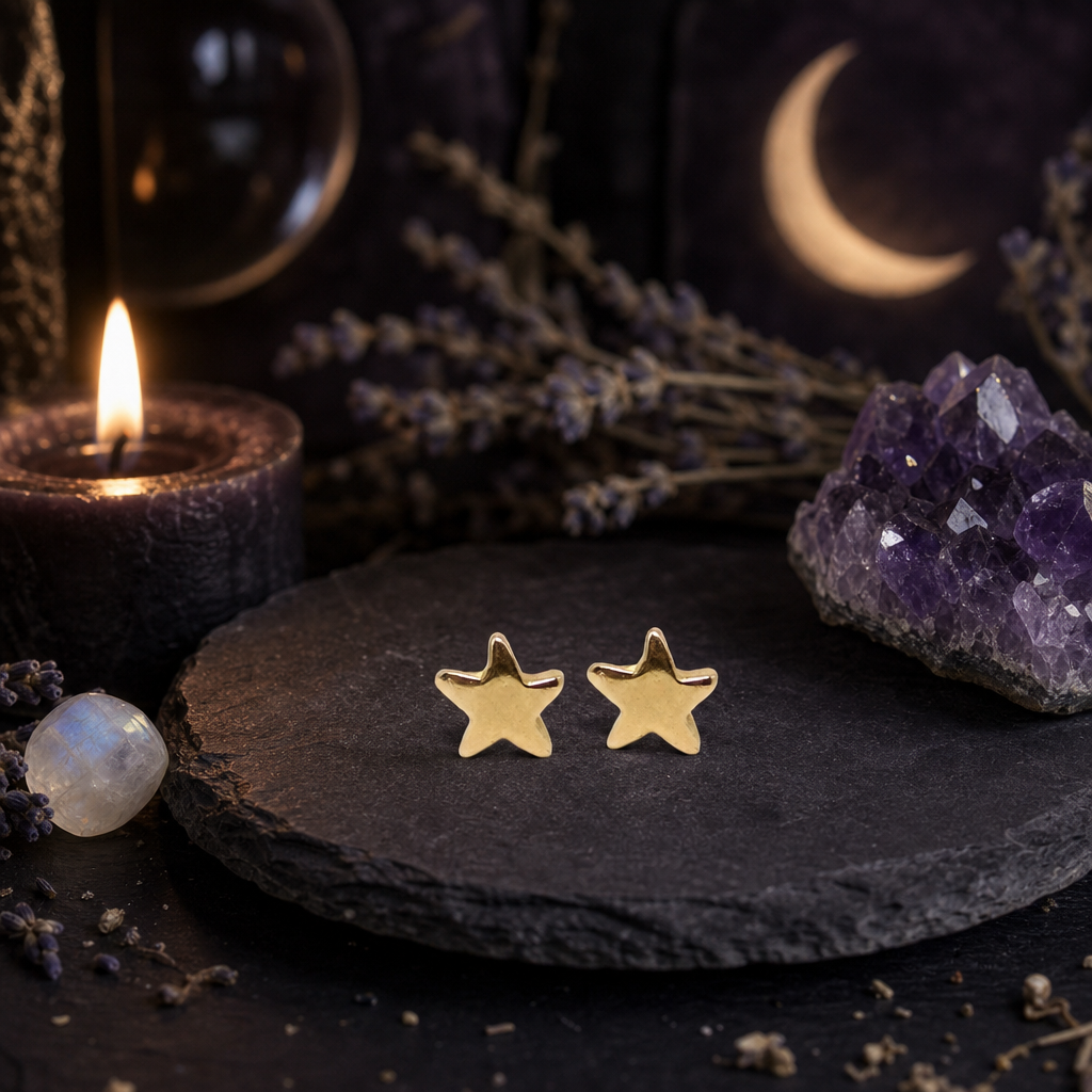 Star Stud Earring(s) Solid 14K Gold