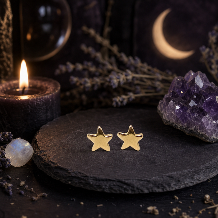 Star Stud Earring(s) Solid 14K Gold