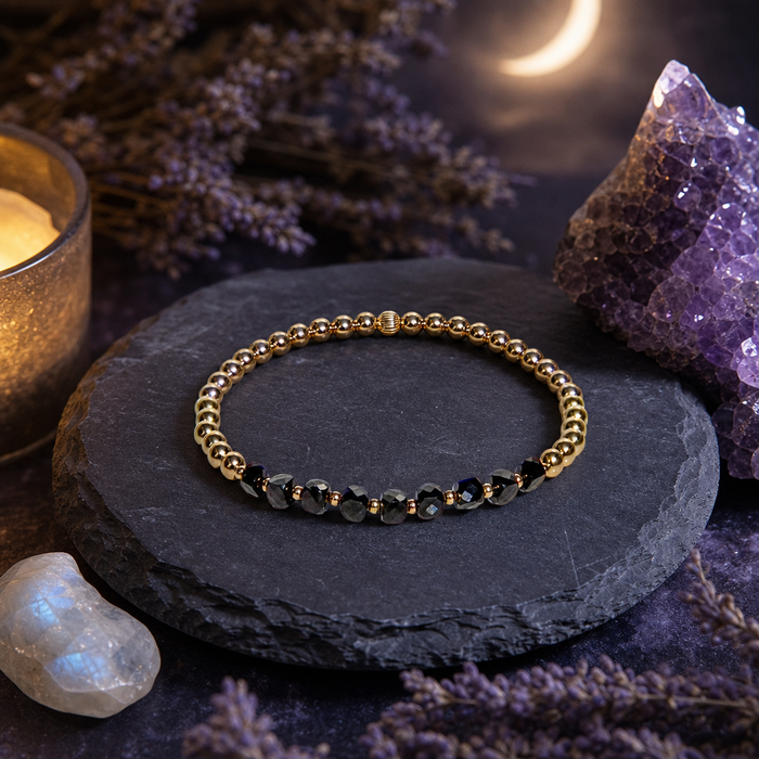 Stardust Gold Beaded Bracelet Spinel