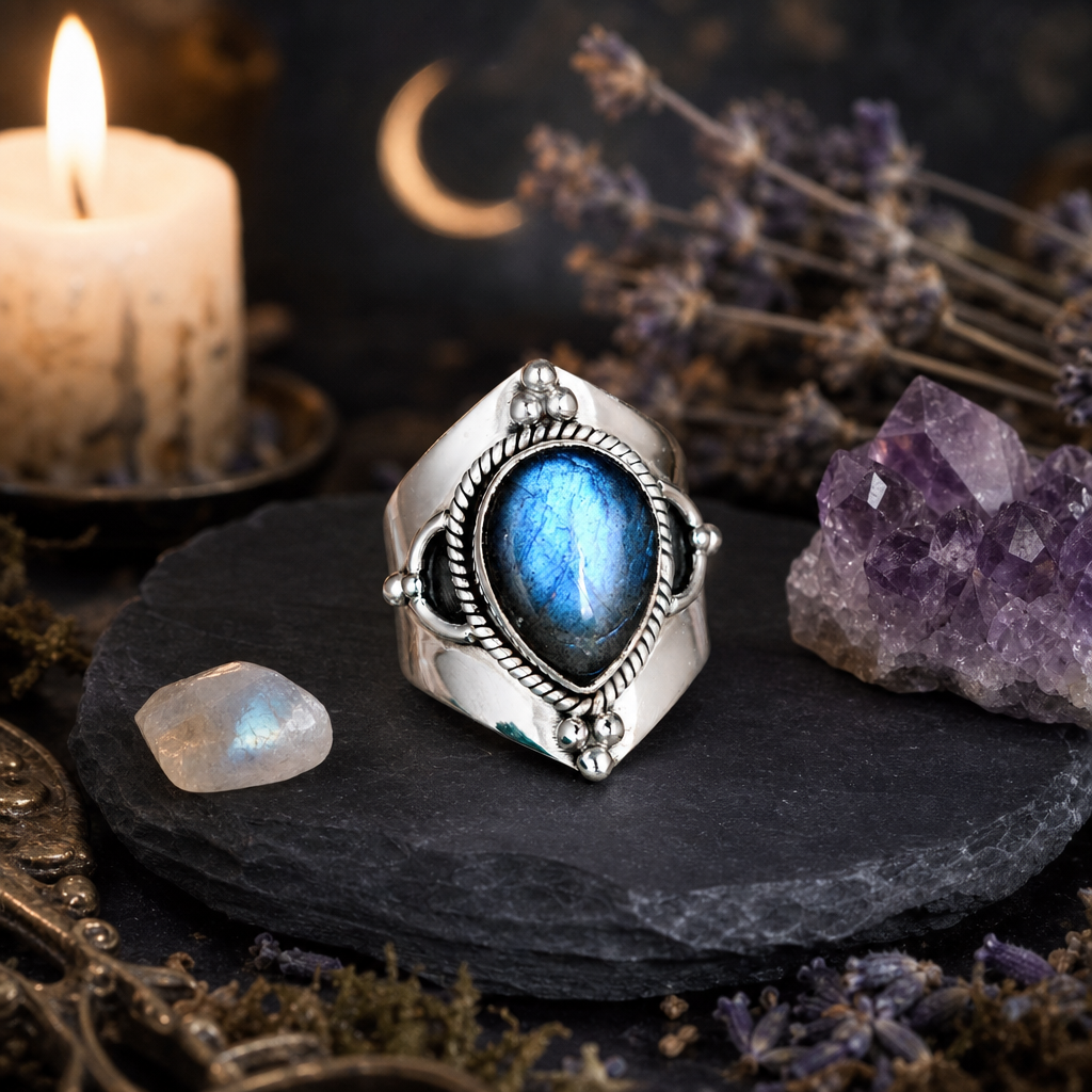 Teardrop Labradorite Ring