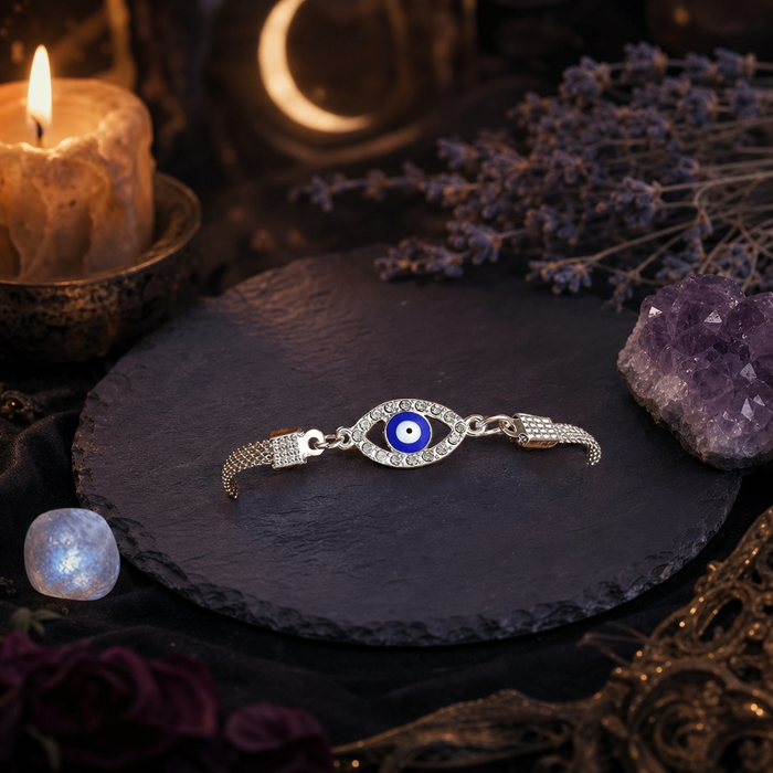 Blue Evil Eye Bracelet Silver