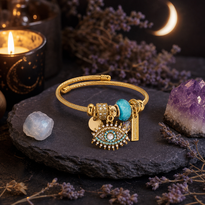Gold Evil Eye Charm Bracelet