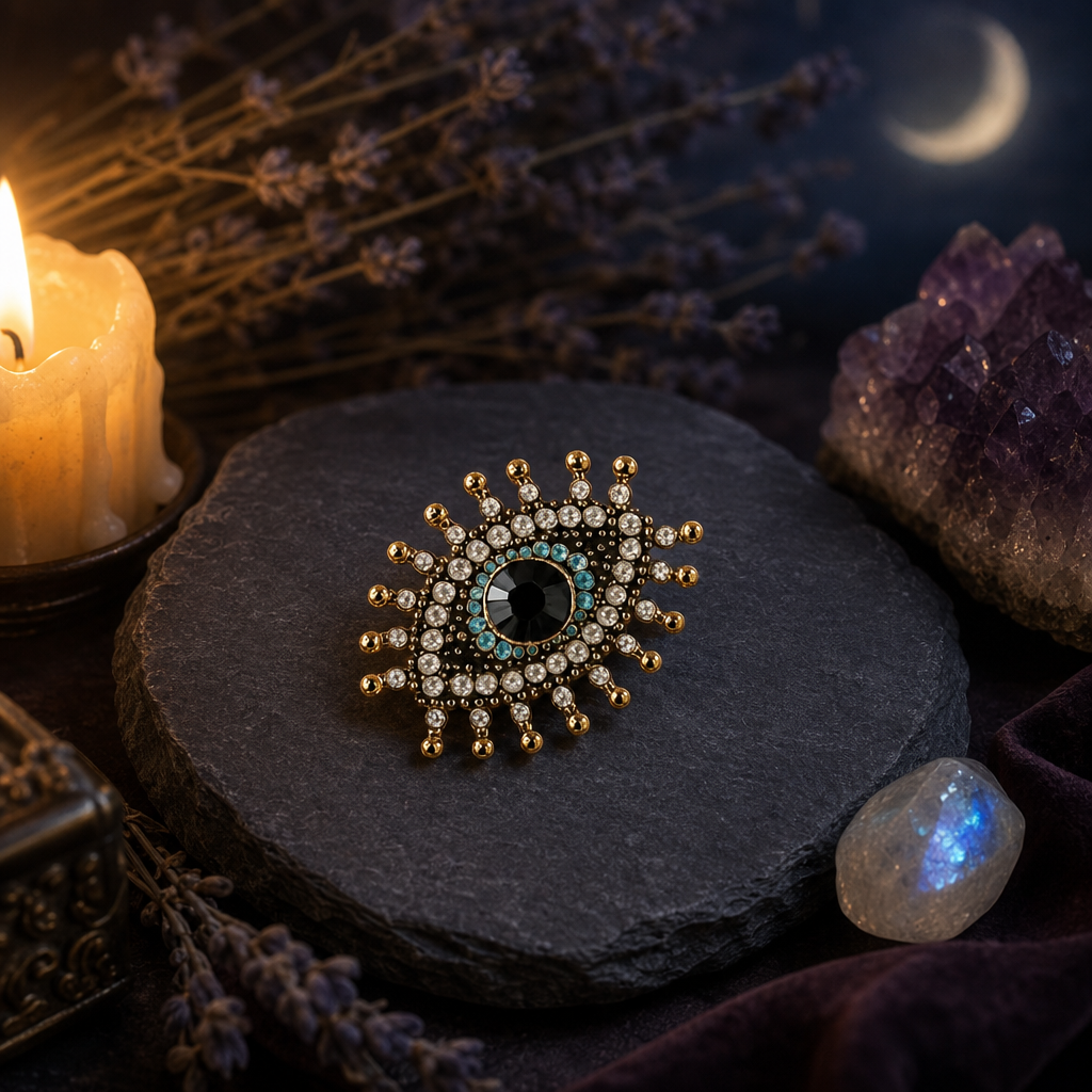 Rhinestone Evil Eye Brooch
