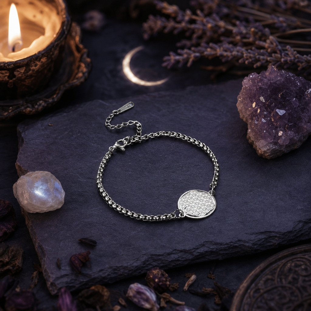 Flower of life Anklet Silver Sacred Geometry Bracelet