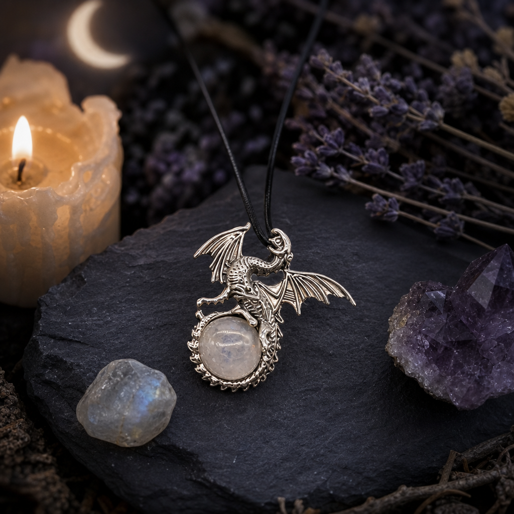 Crystal Circle Dragon Necklaces