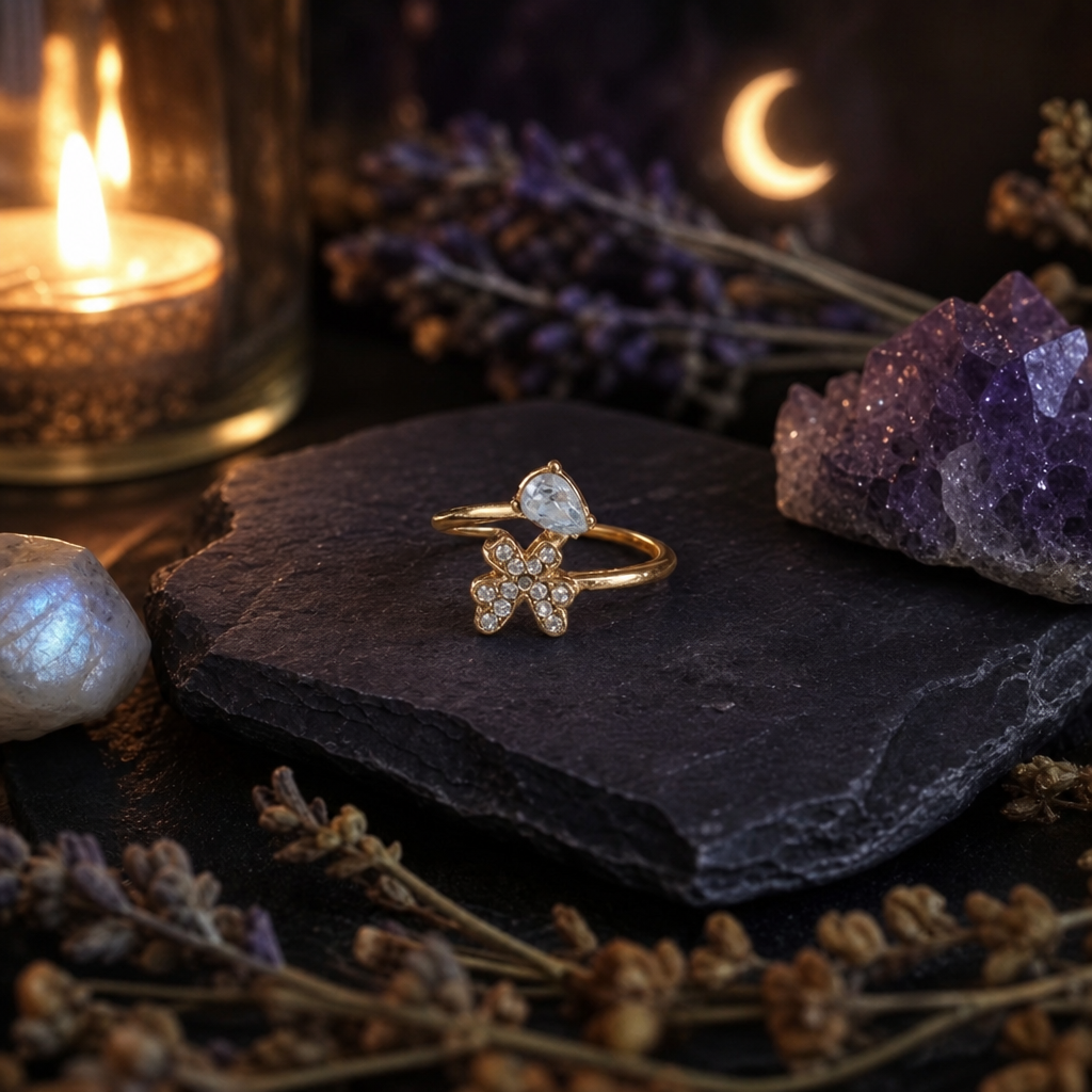 Boho Crystal Moon Ring Sets