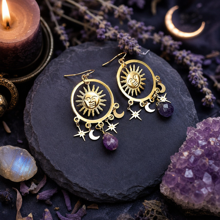 Crystal Sun Gold Earrings