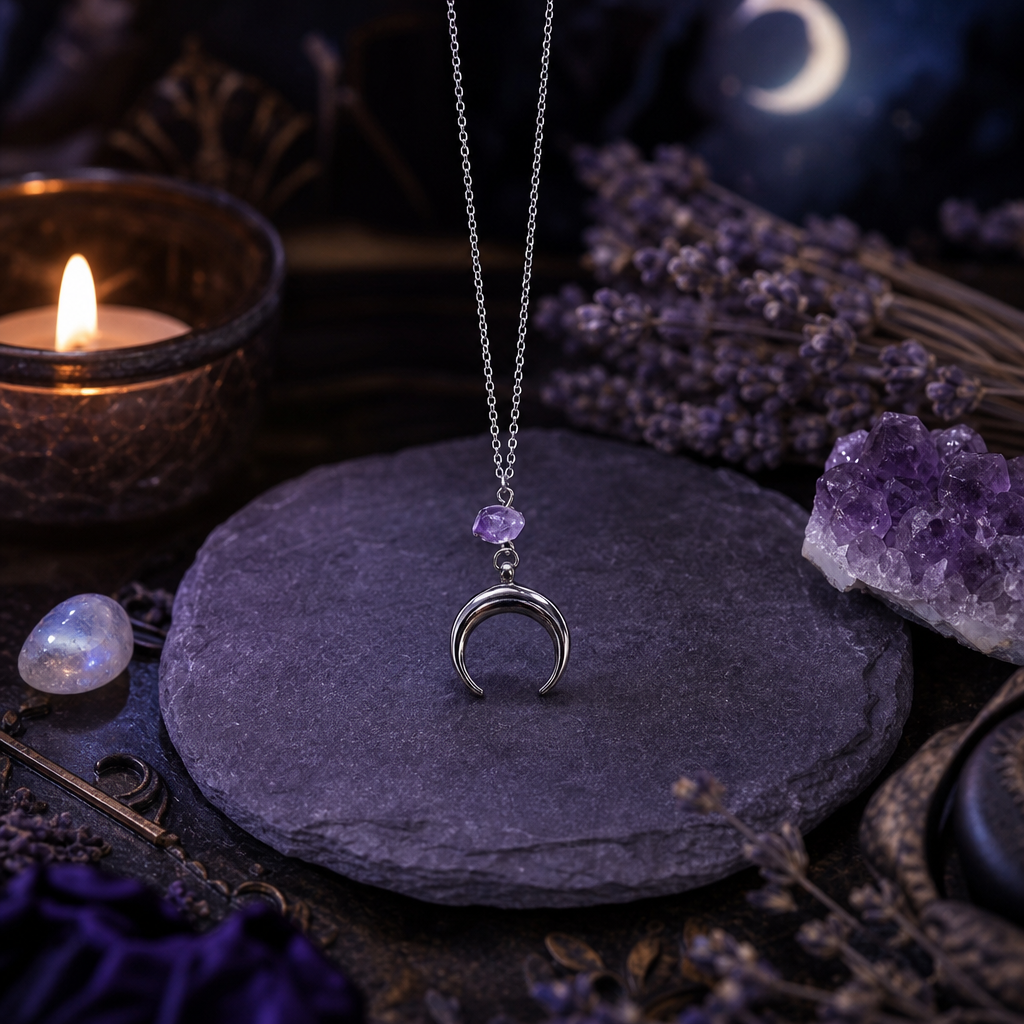 Amethyst Crescent Moon Necklace