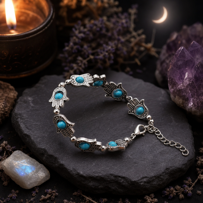 Evil Eye Hamsa Silver Bracelet