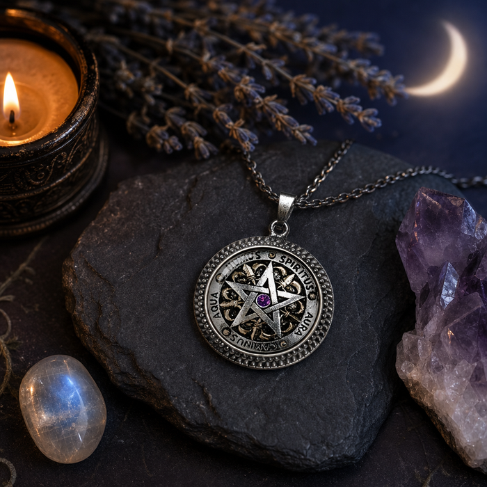 Purple Stone Pentacle Necklace