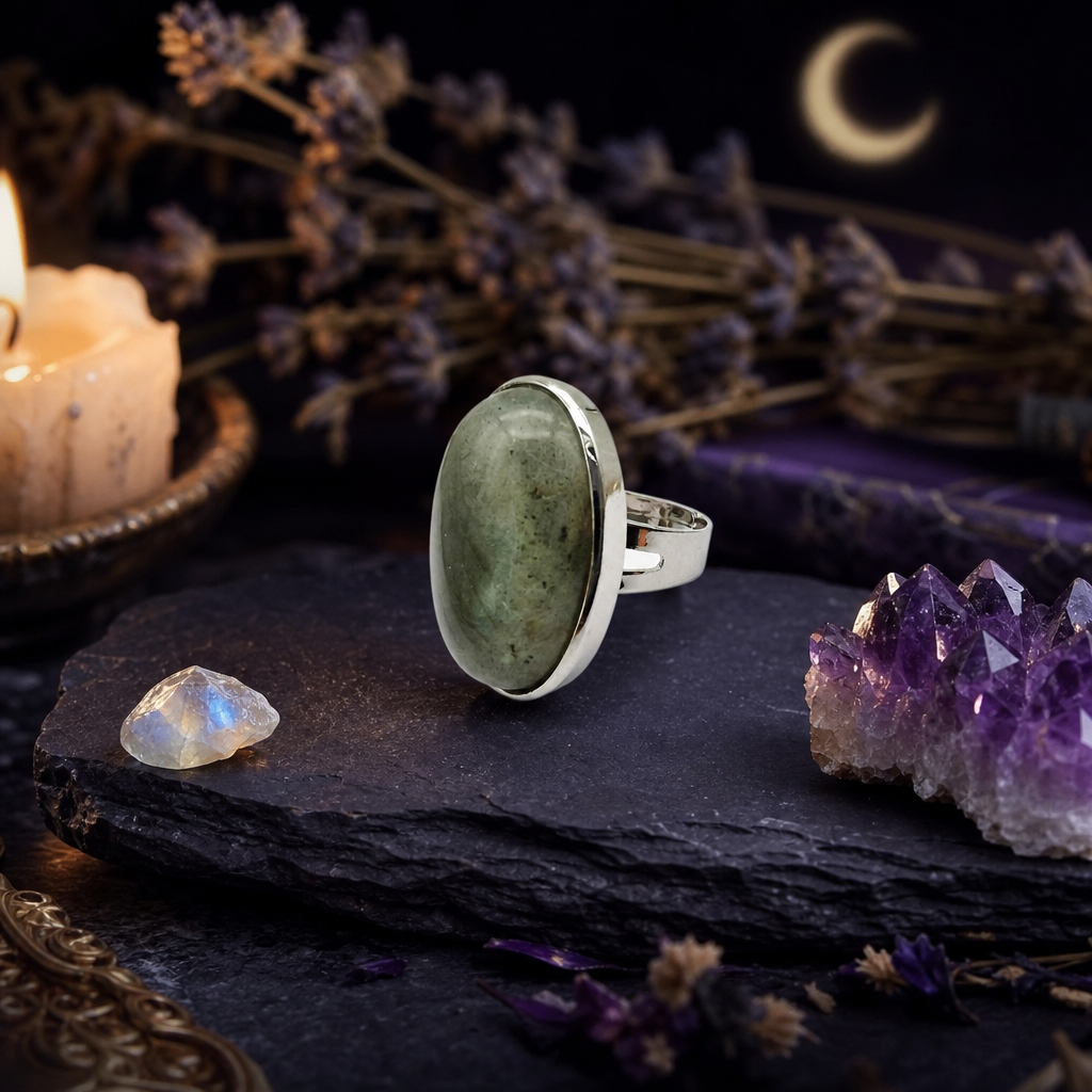 Assorted Crystal Oval Silver Ring