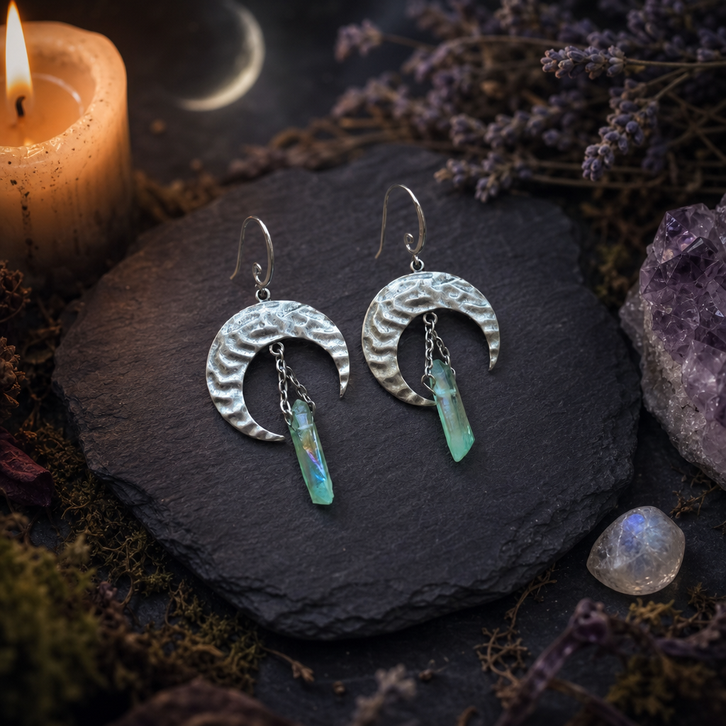 Crystal Crescent Moon Earrings
