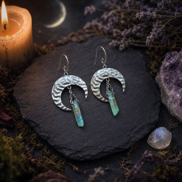 Crystal Crescent Moon Earrings