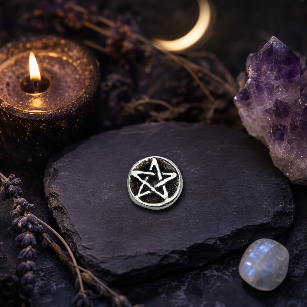 Silver Pentacle Stud Earrings