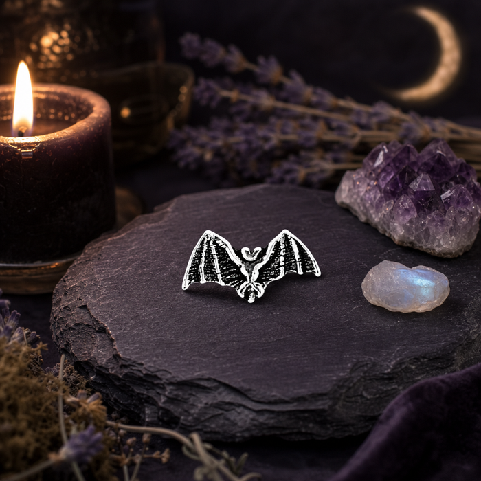 Silver Bat Stud Earrings