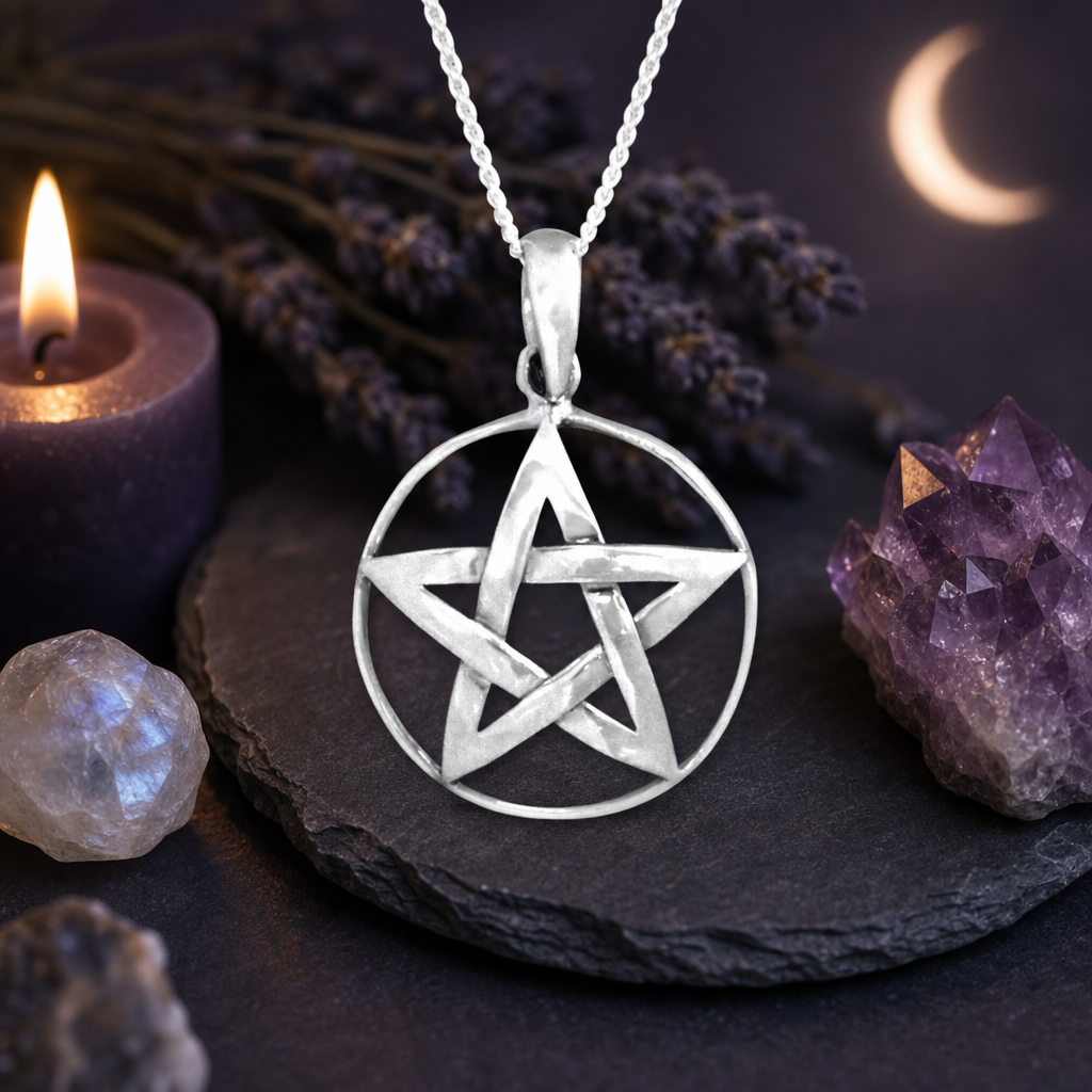 Silver Domed Pentacle Pendant