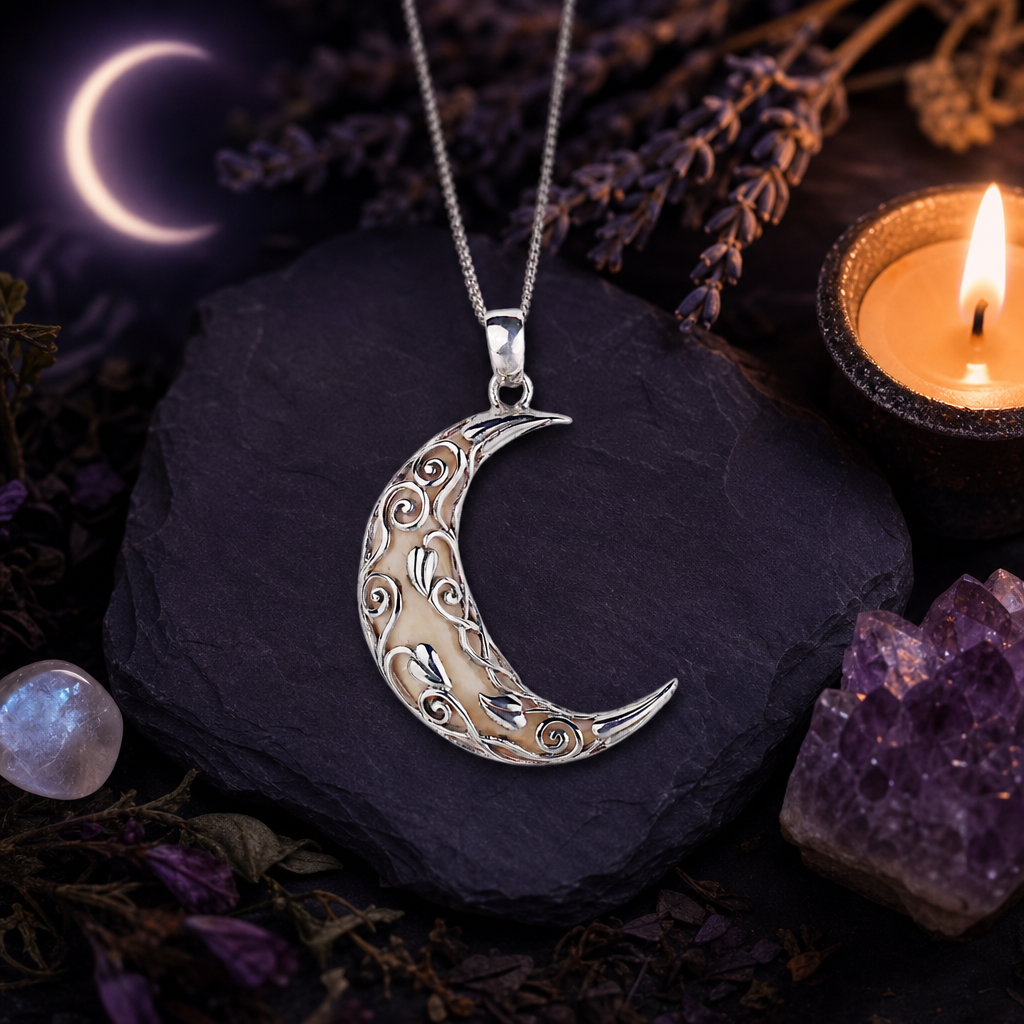 Silver Vine Moon Pendant
