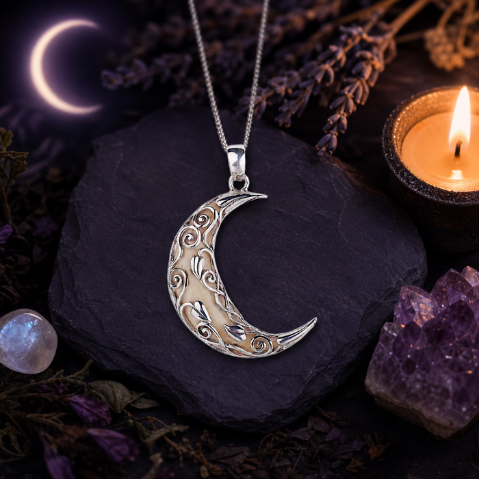 Silver Vine Moon Pendant