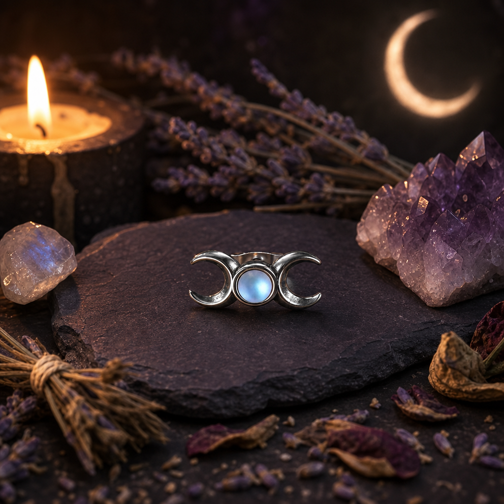 Simple Triple Moon Goddess Earrings