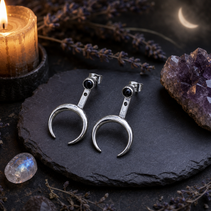 Crescent Moon Front-back Earrings