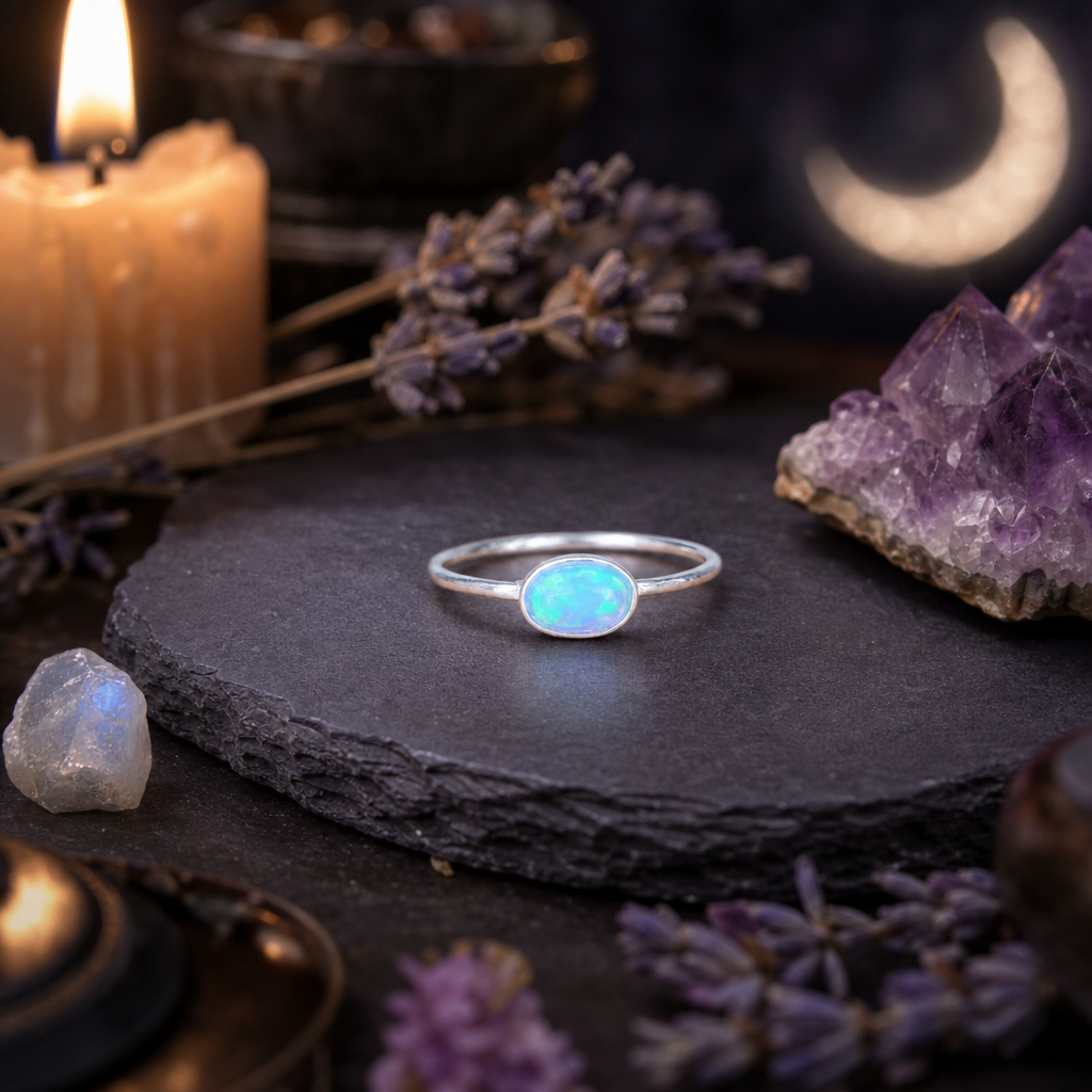 Dainty Blue Opal Ring