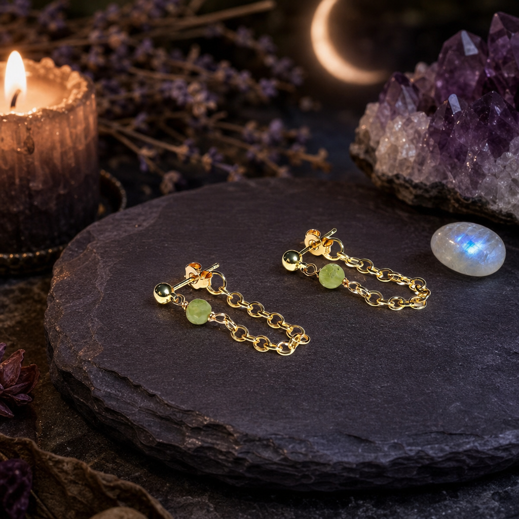 Peridot Chain Earrings