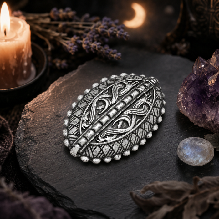 Raven Oval Tortoise Brooch