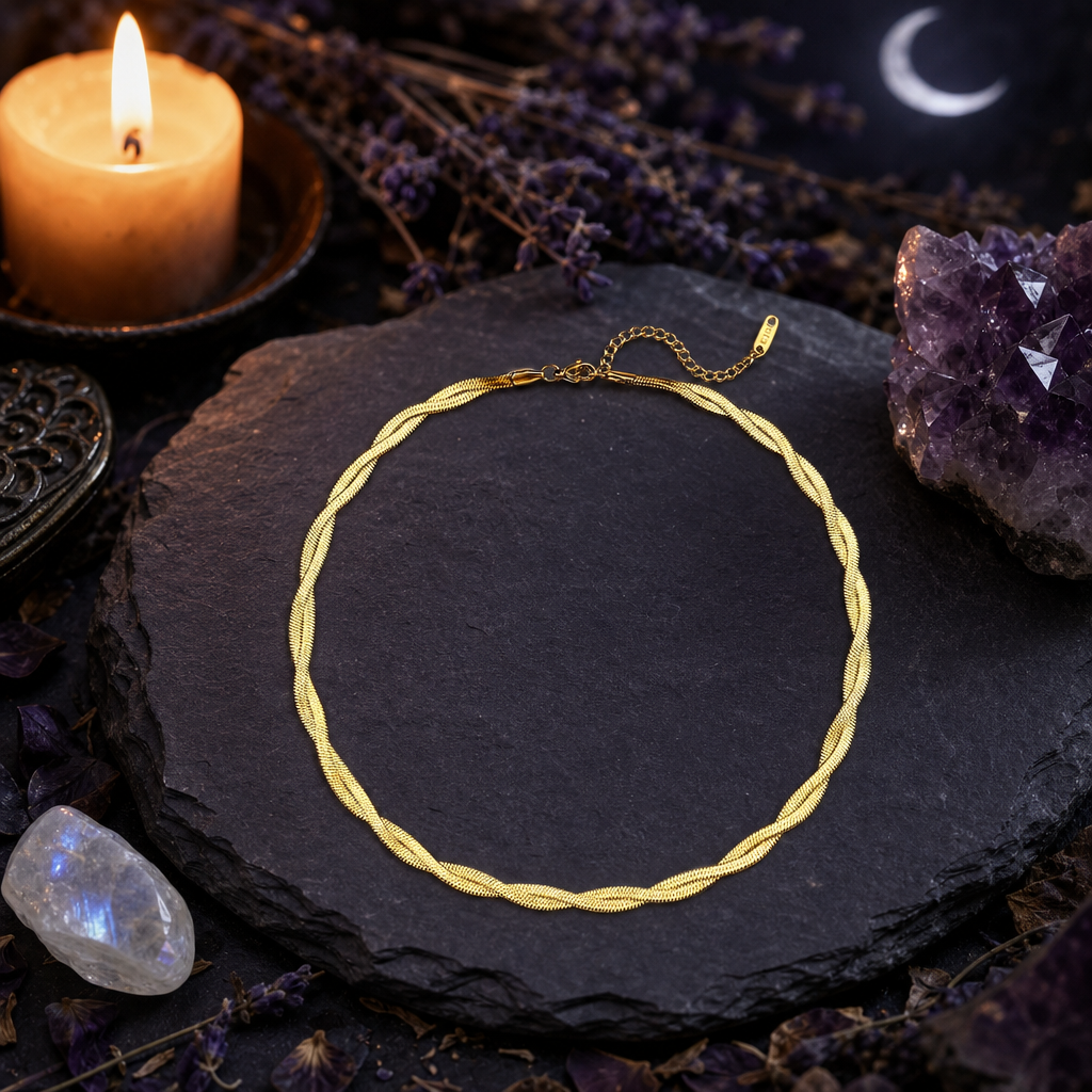 Gold Snake Chain Twist Necklace