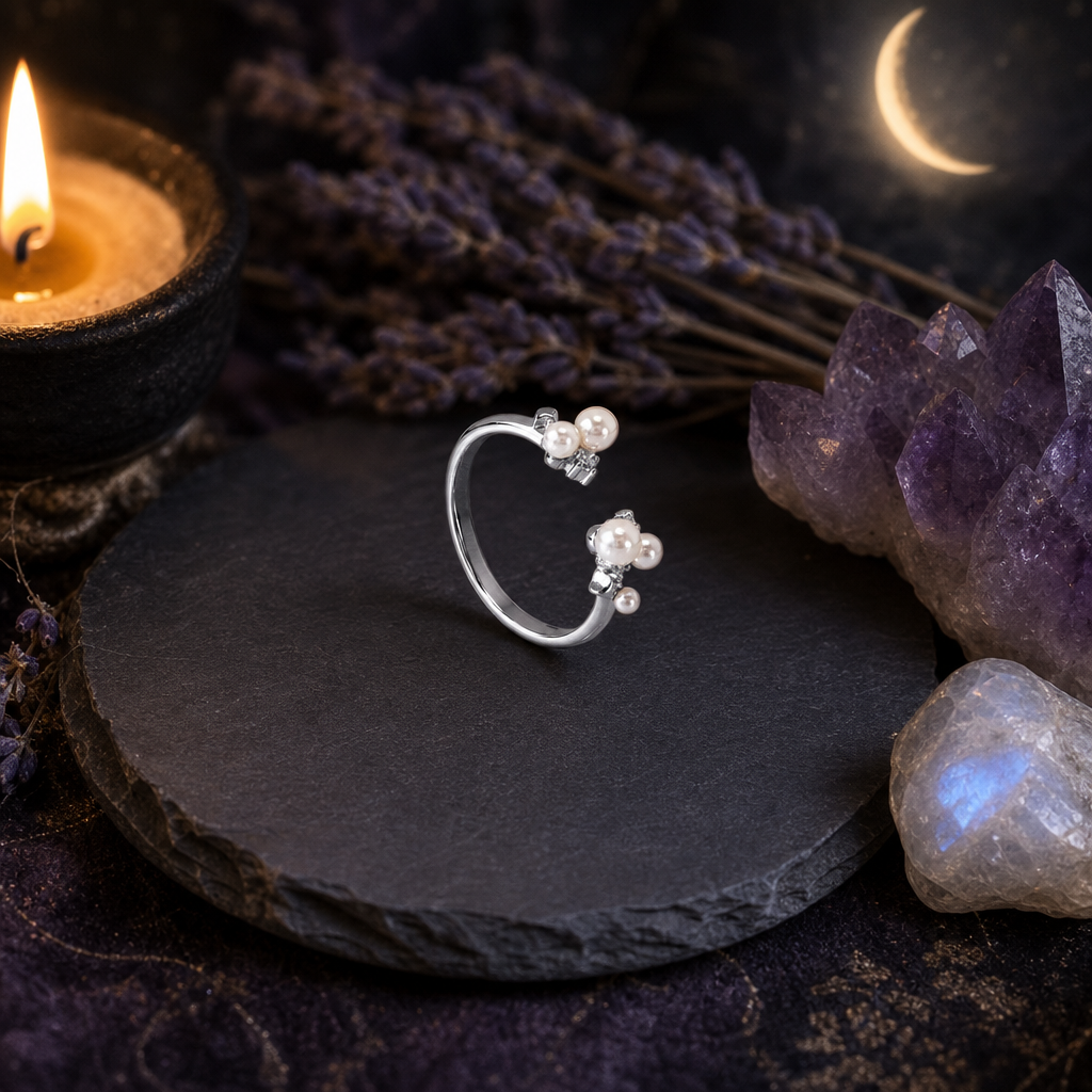 Silver Star Pearl Ring