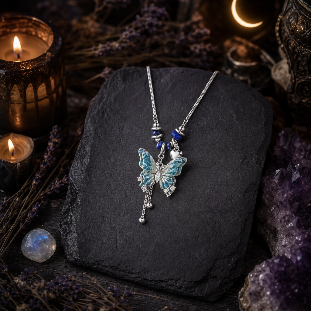 Blue Butterfly Pendant Necklace