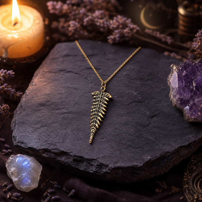 Winter's Forest Fern Leaf Boho Necklace Gold / Rose Gold