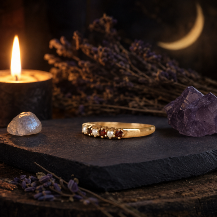 Silas Garnet & Pearl Ring