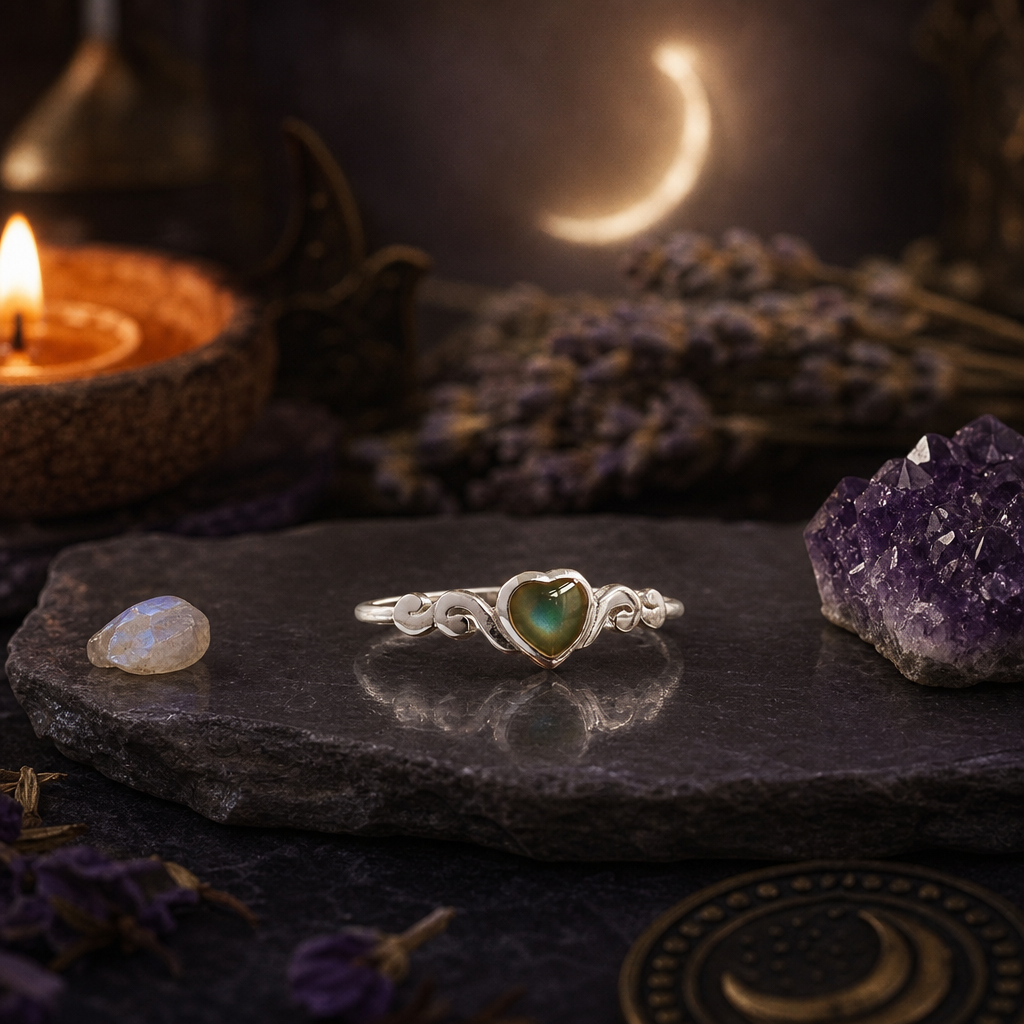 Mystic Heart Mood Stone Silver Ring