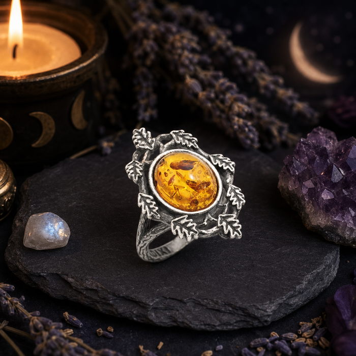 Forest Moonlight Amber Ring