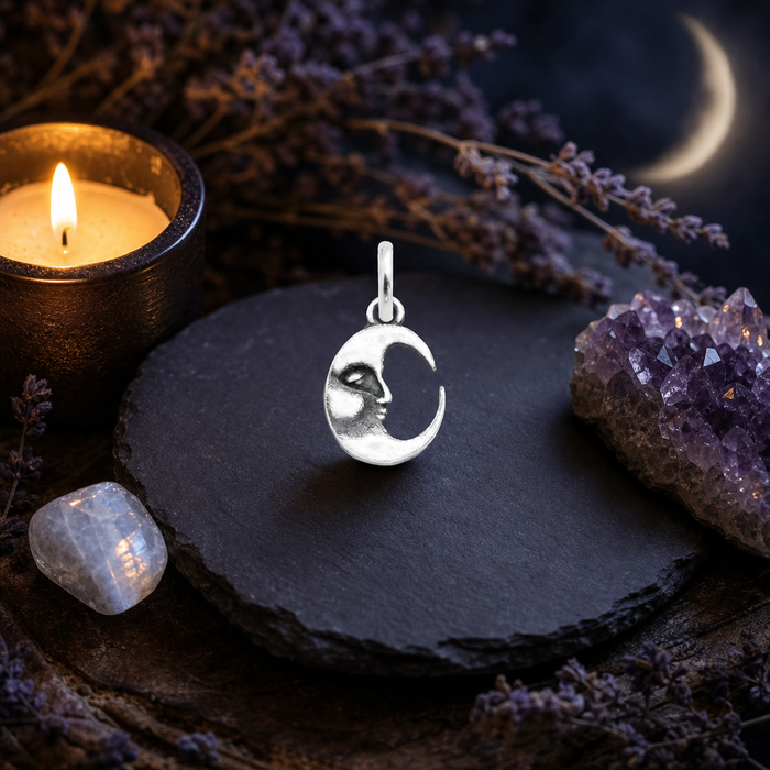 Mini Lunaris Crescent Moon Face Charm