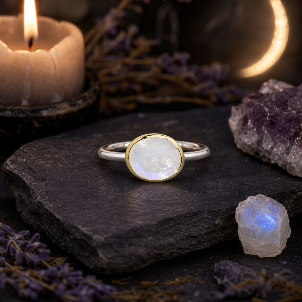 Rainbow Moonstone Ring